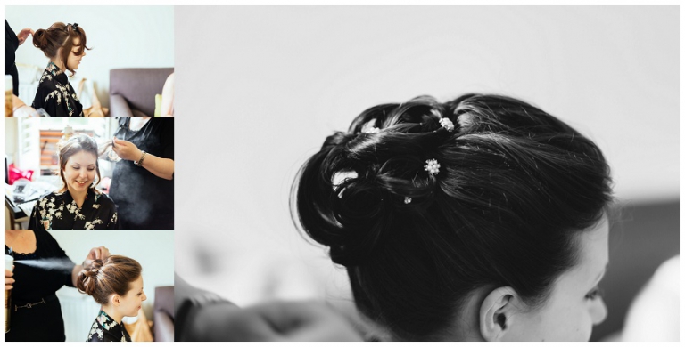 bride getting her hair done