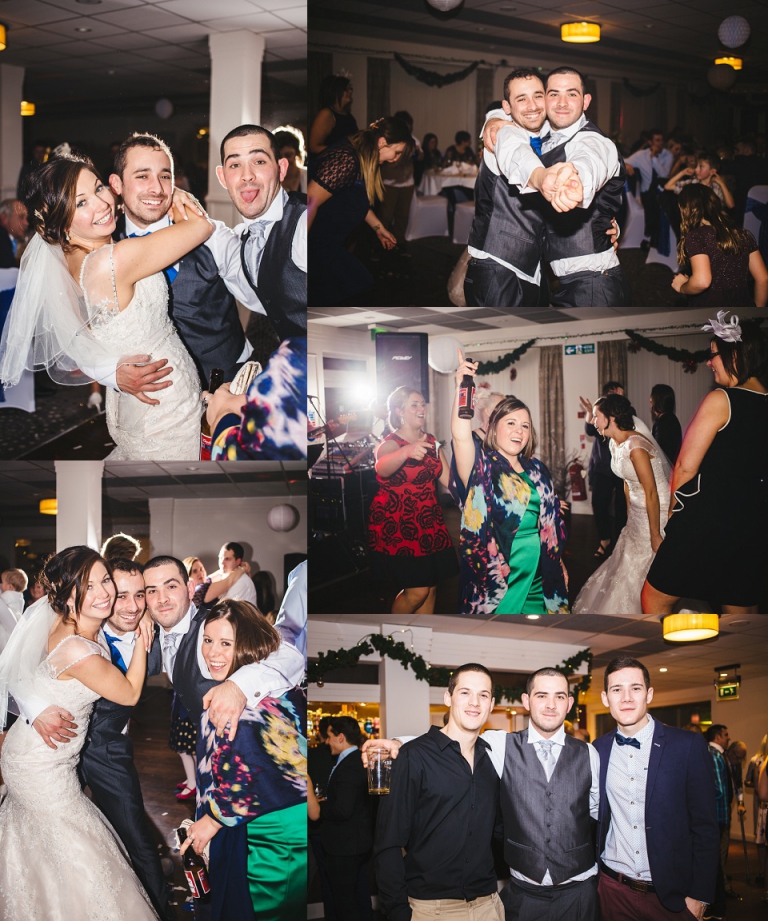 guests having fun dancing at dartmouth golf and country club wedding reception lit with off camera flash photography