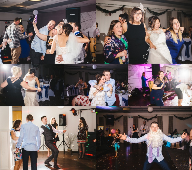 photojournalistic photography of guests partying at wedding reception at dartmouth golf and country club