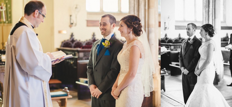 bride and groom during ceremonyt at st saviours dartmouth