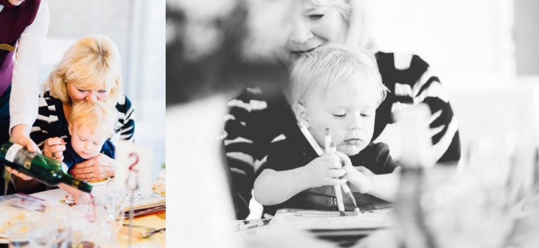 Intimate, Pastel Vintage Wedding Photography at Redcliffe Hotel, Paignton, Devon_grandmother with granddaughter colouring, candid portrait