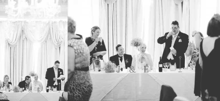 Best of wedding photography in Torquay, Paignton, London and Exeter - Natural, Candid, Photojournalistic - Groom kissing bride on shoulder during speeches at imperial hotel reception