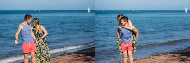 Best of wedding photography in Torquay, Paignton, London and Exeter - Natural, Candid, Photojournalistic engagement session at shaldon, piggy back by the sea