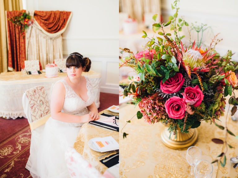 Imperial Hotel Torquay Wedding Photography, gold styling by Hannah Taylor bridal dress from bridal box