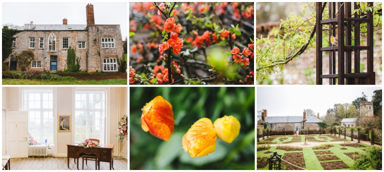 1 Small Intimate Cockington Court Wedding Photography in Torquay - Cockington Court outside, tulips, roses, robin