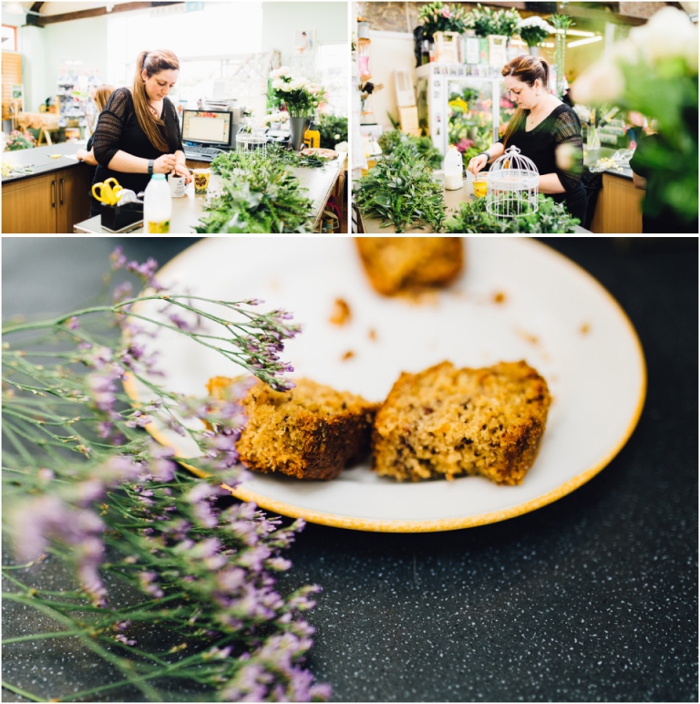 2 Behind the Scenes Photography with Hollyhocks Wedding Florist, Newton Abbot - tea and cake
