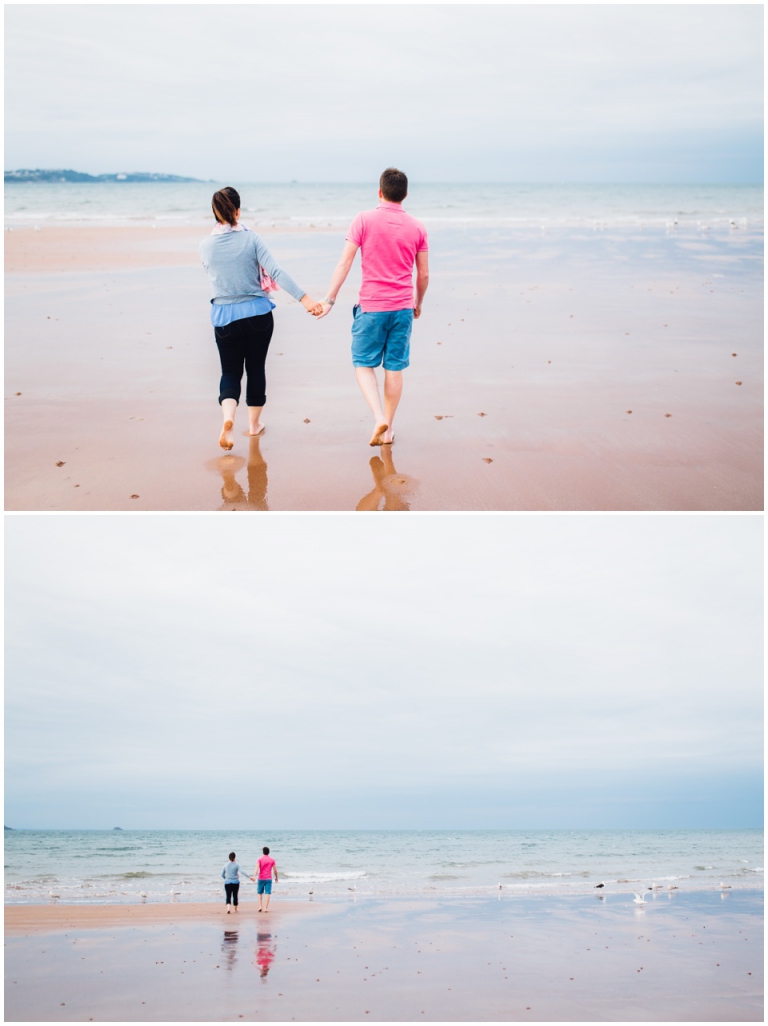 3 Broadsands Beach Paignton Engagement Photography, Couples Photo Session - couple holding hands walking on beach