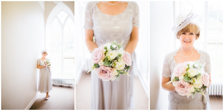 34 Small Intimate Cockington Court Wedding Photography in Torquay - bridal portraits in Jacques Vert dress with silk flowers from Rose Boutique