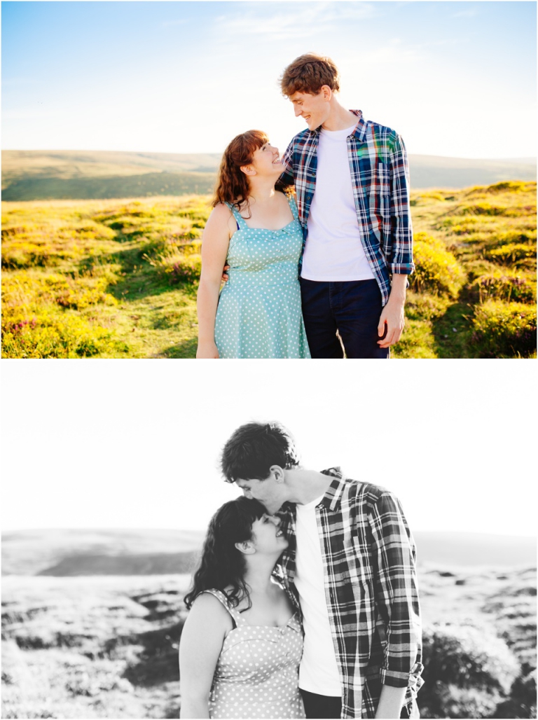 2-pre-wedding-engagement-photography-dartmoor-devon-beautiful-romantic-natural-light-sunset-cute-couple-forehead-kiss
