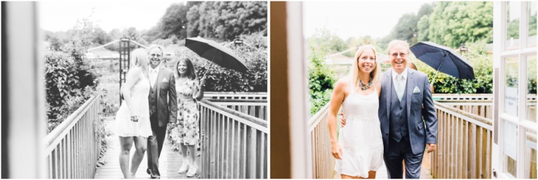 cockington-court-torquay-wedding-photography-documentary-style-4-happy-bride-walking-with-dad-in-rain