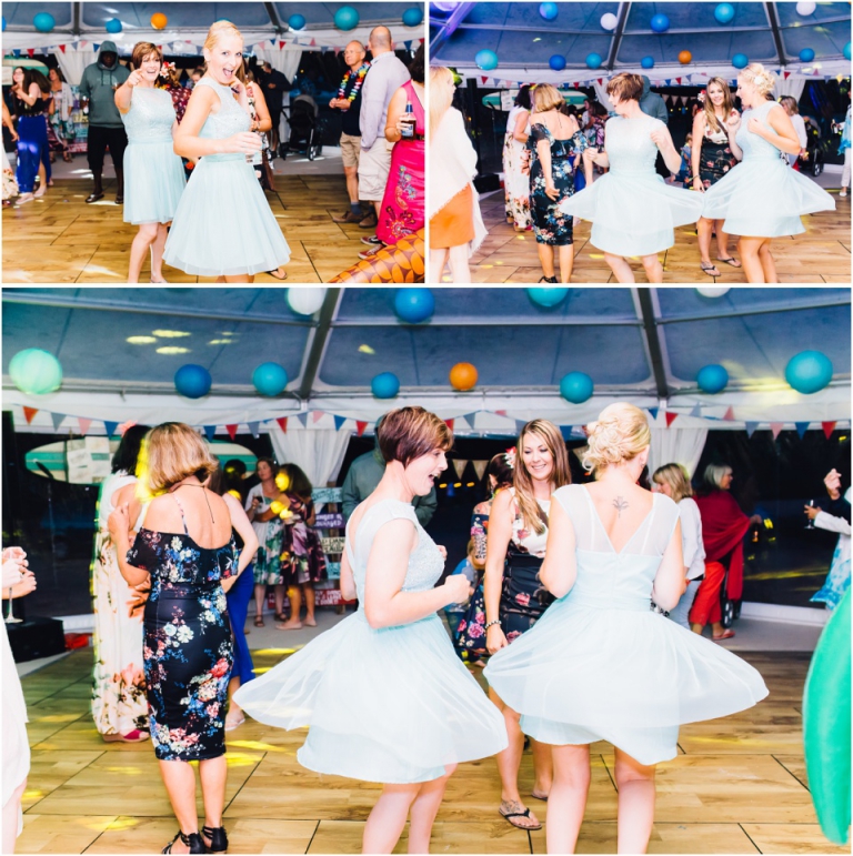 101 Blackpool Sands Dartmouth Wedding Photography Creative Documentary - bridesmaids spinning in dresses