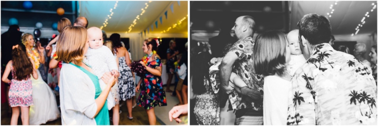 116 Blackpool Sands Dartmouth Wedding Photography Creative Documentary - sweet baby and parents on dance floor