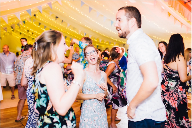 119 Blackpool Sands Dartmouth Wedding Photography Creative Documentary - happy guests on dance floor