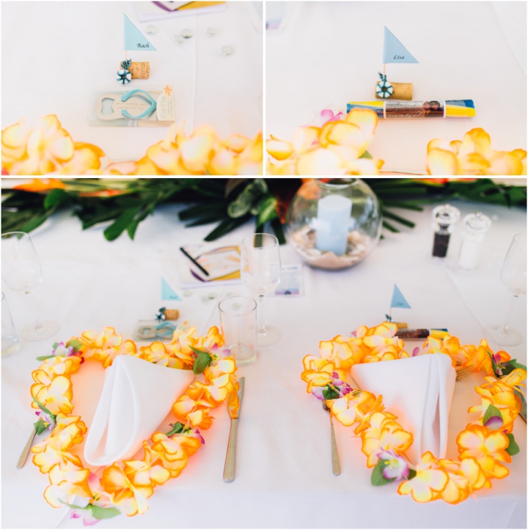 16 Blackpool Sands Dartmouth Wedding Photography Creative Documentary - hawaiin themed wedding favours, stick of rock and leis
