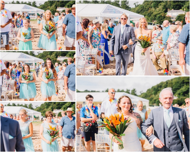 24 Blackpool Sands Dartmouth Wedding Photography Creative Documentary - brides and bridesmaids walking down the aisle