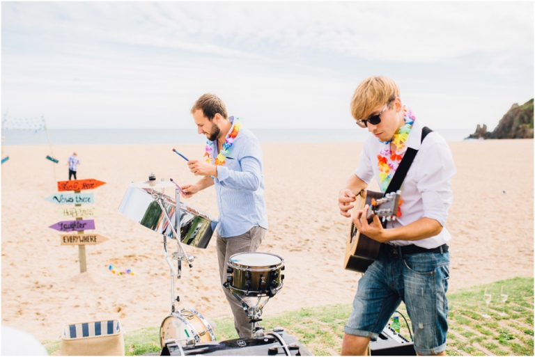 40 Blackpool Sands Dartmouth Wedding Photography Creative Documentary - steel strum performing at wedding