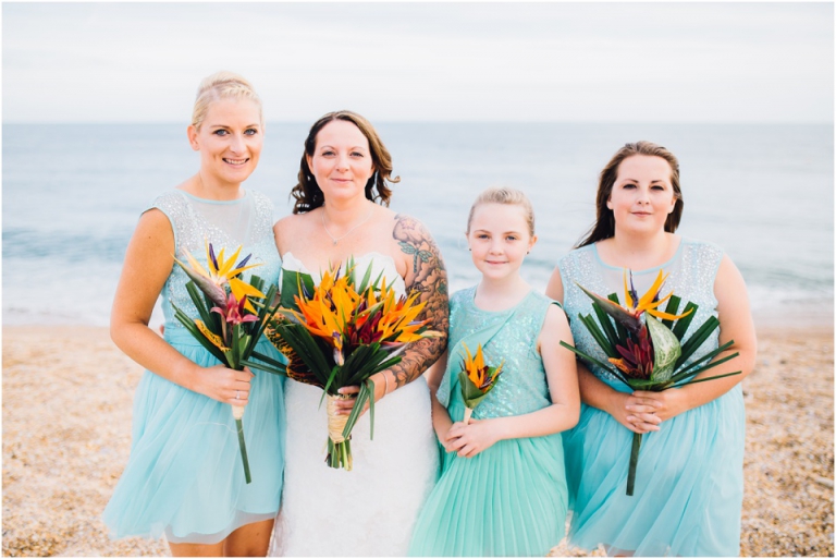 51 Blackpool Sands Dartmouth Wedding Photography Creative Documentary - bride with her bridesmaids