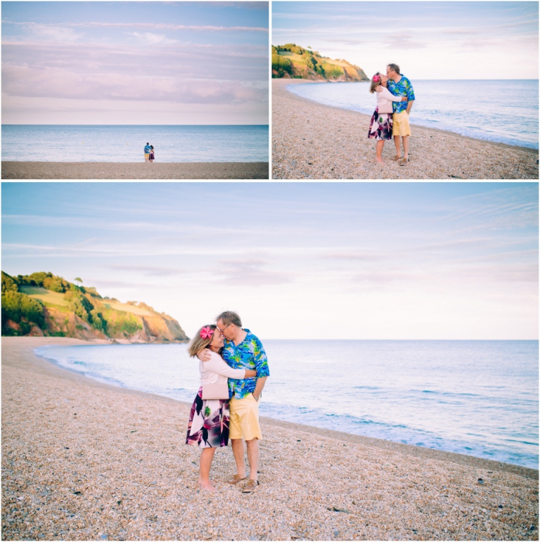 76 Blackpool Sands Dartmouth Wedding Photography Creative Documentary - brides parents on beach, romantic candid moment