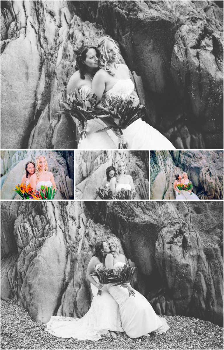 84 Blackpool Sands Dartmouth Wedding Photography Creative Documentary - romantic black and white portraits couple sitting on rocks