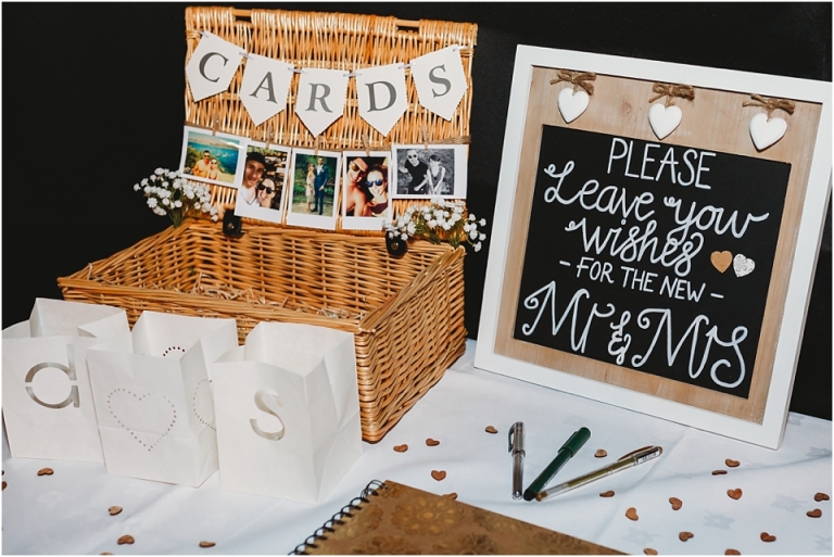 13 Wedding Reception Photography at The Flavel, Dartmouth - home made card box and guest book