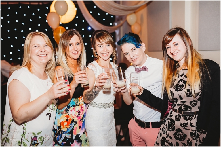 41 Wedding Reception Photography at The Flavel, Dartmouth - group photo tribute to nan