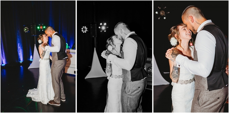 47 Wedding Reception Photography at The Flavel, Dartmouth - couple kissing on dance floor