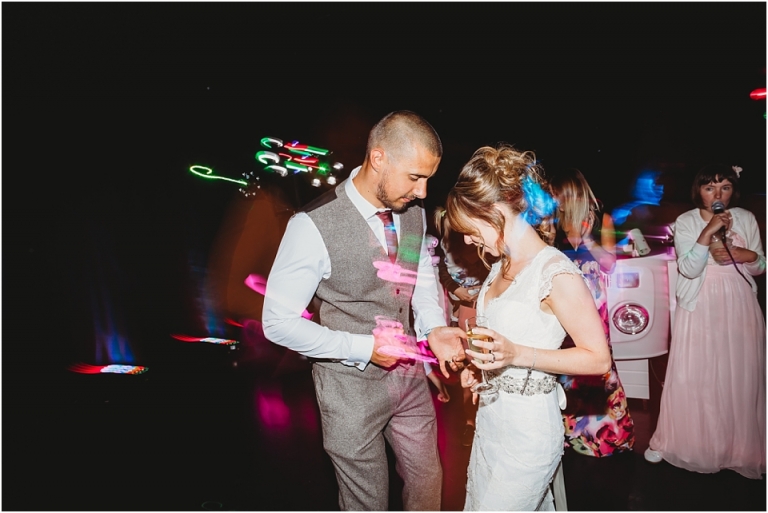 56 Wedding Reception Photography at The Flavel, Dartmouth - light trails couple dancing