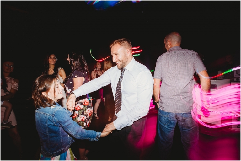 60 Wedding Reception Photography at The Flavel, Dartmouth - light trail flash photography on dance floor