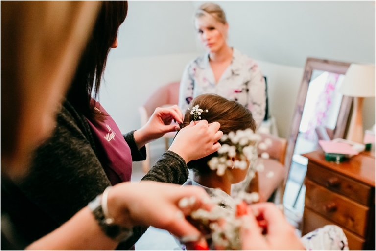 1 Documentary Brixham Wedding Photography Berry Head Hotel - The Village Salon gypsophila in hair