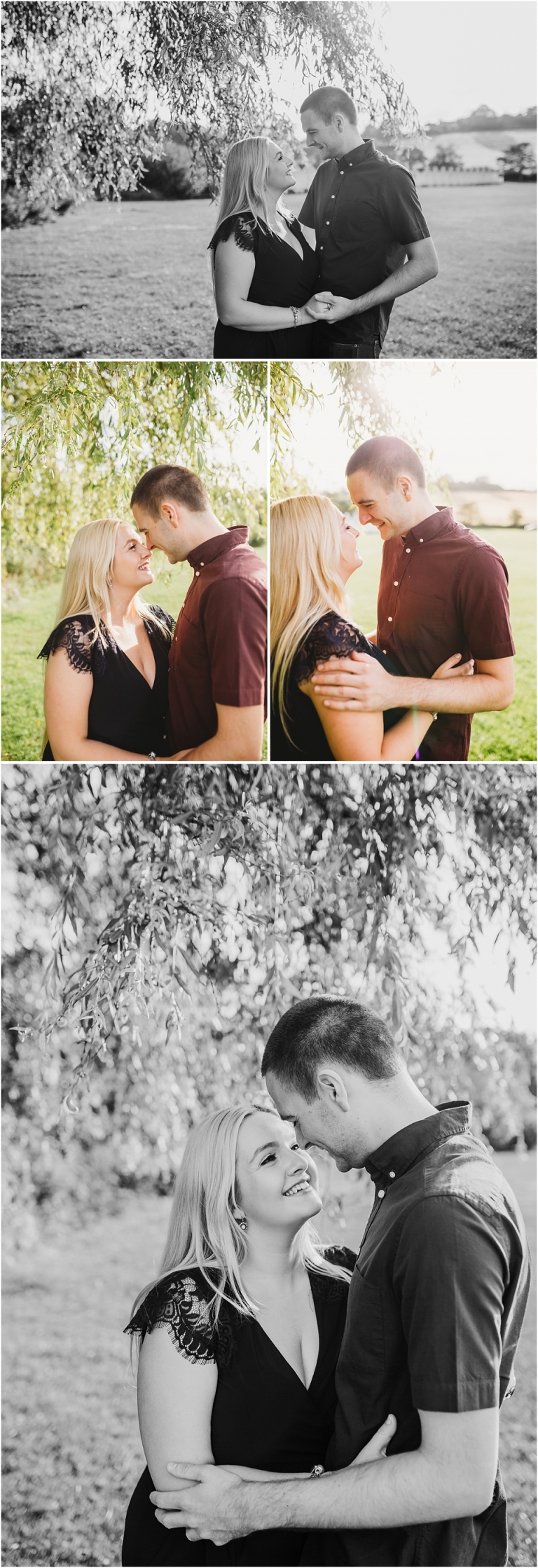 Broadsands Beach & Elberry Cove, Paignton Couple Photoshoot 1 - beautiful couple under tree in sunset