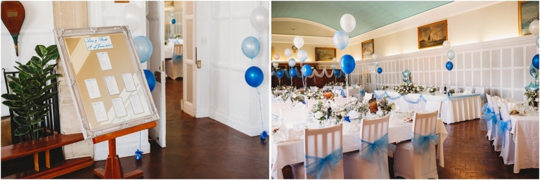 Dartmouth Royal Naval College Wedding – Devon Wedding Photographer (62) wedding breakfast room set up details