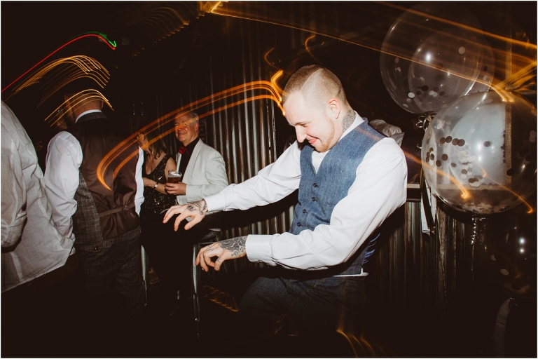 Devon Wedding Photographer Worden House Dartmouth 1920s themed wedding (138) evening reception light trail dance floor