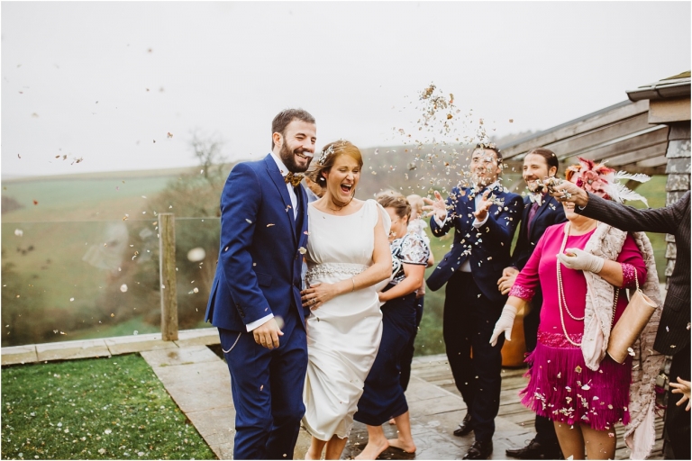 Devon Wedding Photographer Worden House Dartmouth 1920s themed wedding (47) confetti throw