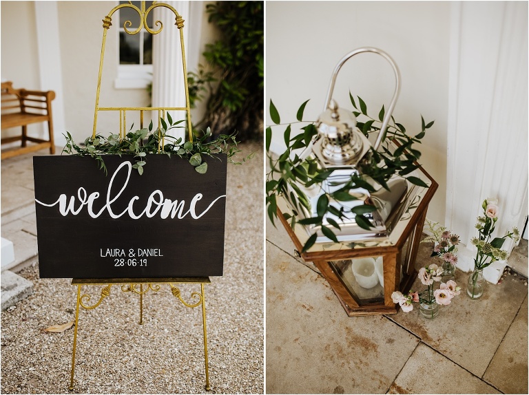 Exeter Wedding Photography at Rockbeare Manor Beautiful Summer Day (2) welcome sign