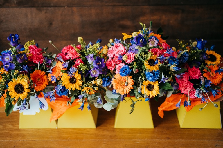 Port Waterhouse Wedding Photography Fun Outdoorsy Celebration 2 colourful bouquets